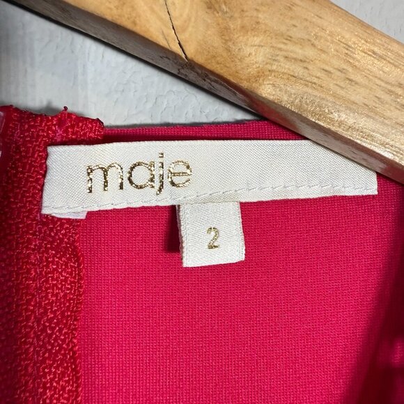 Maje Eyelet Scuba Fit & Flare Mini Dress Women's 2 Medium Pink Cocktail Party - Picture 8 of 13